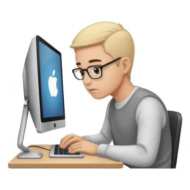 ligth man working on his computer sticker