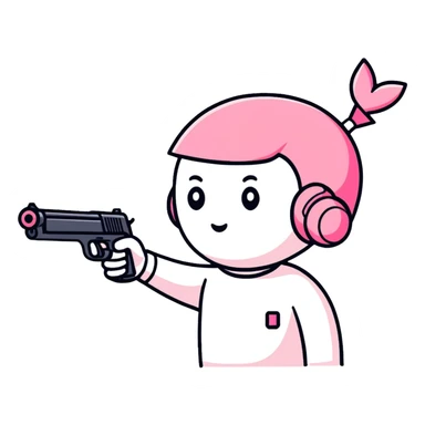 Pointing a pink gun at my head sticker