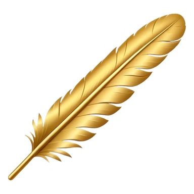 3D perspective Premium golden writing feather sticker