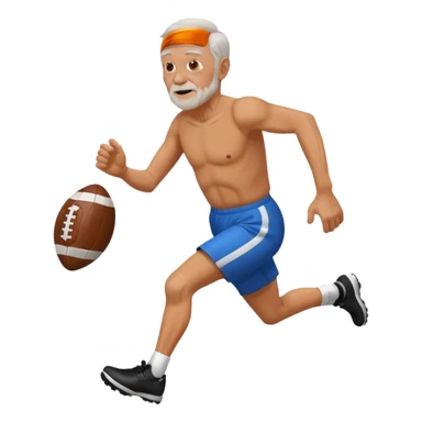 Old man running with football sticker