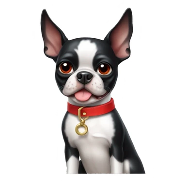boston terrier wearing red collar giving thumbs up sticker
