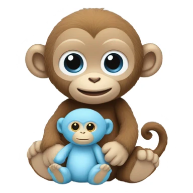 Light brown body, light blue eyes, baby monkey, jellycat stuffed animal sticker
