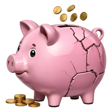 a piggy bank broken in half sticker