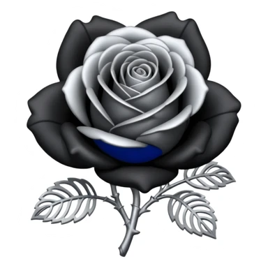 Black and silver filigree rose, 3D, extremely detailed design sticker