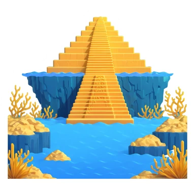 full ancient Anunnaki golden underwater ziggurat, stepped structure, glowing runes, sea plants sticker