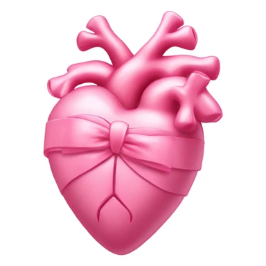 Pink anatomical heart pastel pink with pink bow on top sticker