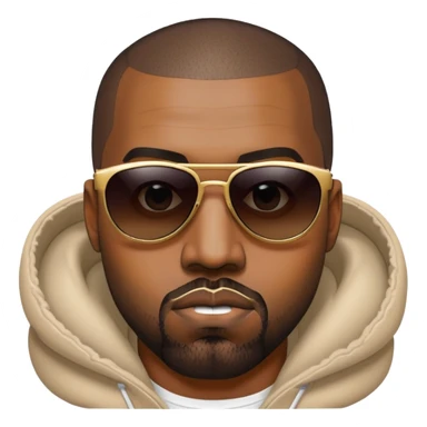 Kanye West with sunglasses and his signature look sticker