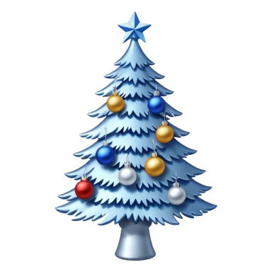 White christmas tree with blue and silver decoration sticker
