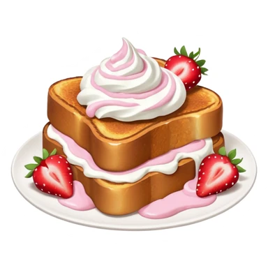 French toast with strawberries and pink whipped cream sticker