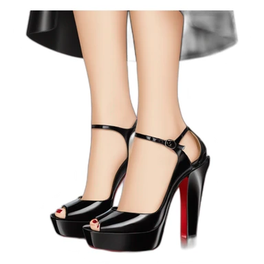 One WEDGE heel LOUBOUTIN black PATENT sticker