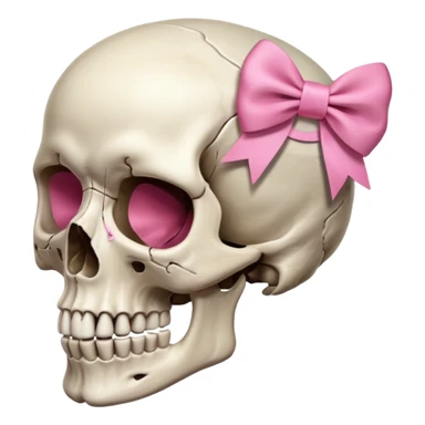 A skull with a small pink ribbon on the side of its head sticker