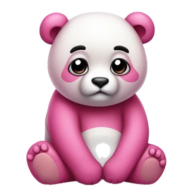 cute sad pink panda sticker