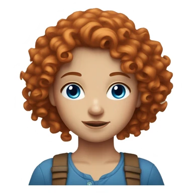 Curly-haired red-haired girl with blue eyes and fair skin sticker