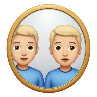 Una persona mirando a un espejo. en el espejo esa persona me mira a mi.  sticker