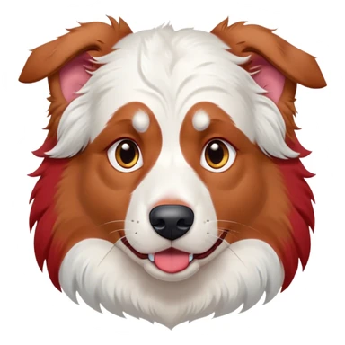 Cinematic Meme-Worthy Grumpy Predominantly White Red Merle Australian Shepherd Portrait Emoji, Head held high but eyes filled with dramatic disappointment, predominantly white fur with red merle markings, deeply furrowed brow forming an unmistakable scowl, floppy ears slightly angled back in disapproval, piercing blue eyes glaring with pure exasperation, Simplified yet hilariously over-exaggerated features, highly detailed, glowing with an aura of supreme annoyance, high shine, exhausted yet judgmental, stylized with an almost regal pettiness, bright but brooding, soft glowing outline, capturing the essence of a pup that has seen it all and is thoroughly unimpressed, so meme-worthy it feels like it could instantly become the next viral sensation of grumpiness! sticker