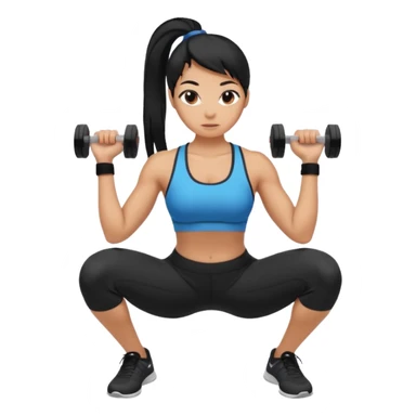 Women with long black ponytail doing a squat sticker