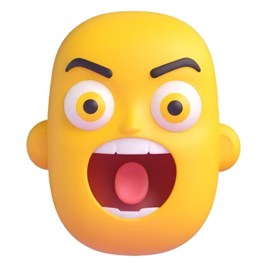 screaming face emoji, yellow face, wide open mouth, expressive eyes, no text sticker
