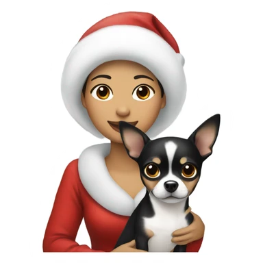 Christmas Filipino lady with Christmas black and white chihuahua  sticker