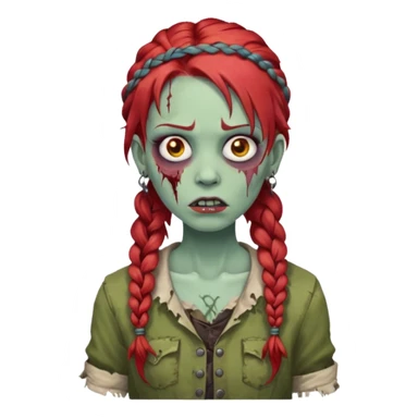 zombie with braided red hair and earrings sticker
