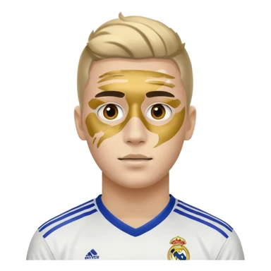 football supporter, paint in face, real madrid sticker