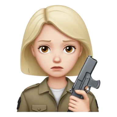 A person with a gun that looks wooried sticker