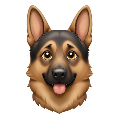 Cinematic Comical Tan/Black German Shepherd Portrait Emoji, Head tilted dramatically with an exaggeratedly shocked or offended expression, showcasing a robust tan coat with striking black markings, wide, expressive brown eyes filled with exaggerated disbelief, Simplified yet hilariously expressive features, highly detailed, glowing with a slightly sassy glow, high shine, dramatic yet playful, stylized with an air of attitude, bright and endearing, soft glowing outline, capturing the essence of a sassy and over-the-top guardian, so meme-worthy it feels like it could side-eye its way into internet fame instantly! sticker