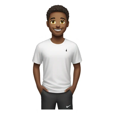 smiling boy in white Nike shirt sticker