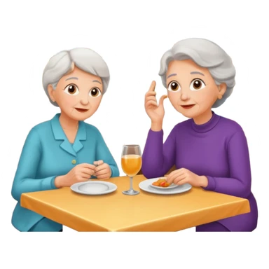 conversación dentro de un restaurant  dos personas y una de las persoans sea una abuela sticker
