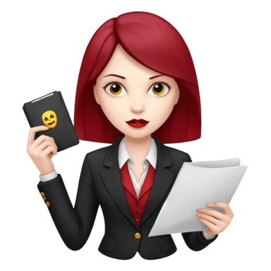 Woman A vampire in a blazer holding papers sticker