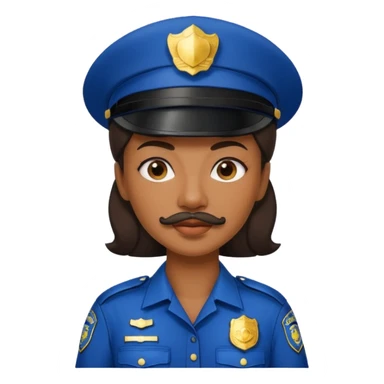 black woman with mustache wear police's uniform sticker
