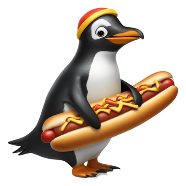 penguin riding a hotdog sticker