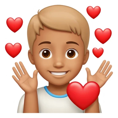 child saying I love you to family with hearts and smiling faces, warm and loving sticker