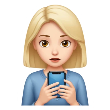 girl holding phone with obsessed expression sticker