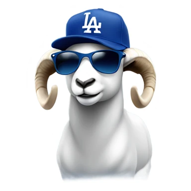 A ram wearing sunglasses and wearing an la dodgers fitted hat  sticker