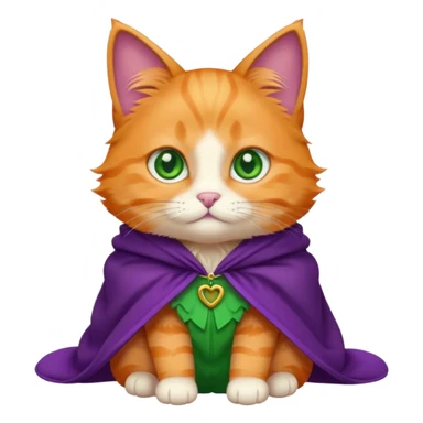 baby orange cat green eyes, in purple cloak sticker