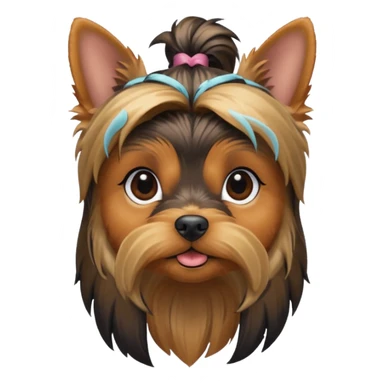 a Yorkshire Terrier face with ponytail  sticker