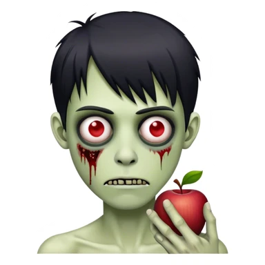Thin man, emo hair, zombie, Apple emoji style sticker