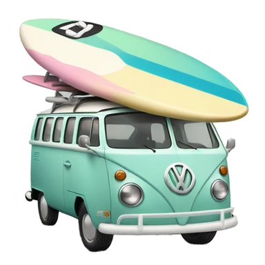 Surfboard on top of pastel Volkswagen  sticker