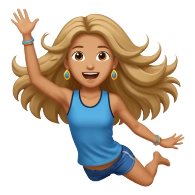 bungee jumping face in action with earrings and long hair flying away sticker
