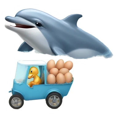 dolphin hatches an egg when dolphin takes the egg to a wagon and puts the egg in the wagon to hatch then dolphin rides along to the sea world farn to tell about a egg sticker