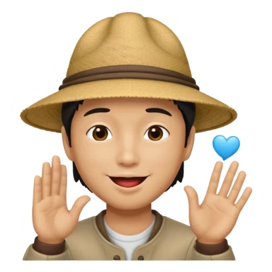 asian man in asian hat blowing a kiss sticker