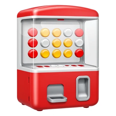 a red and white gacha machine sticker