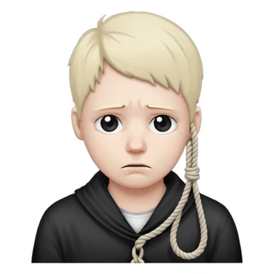 😔 with noose around neck sticker