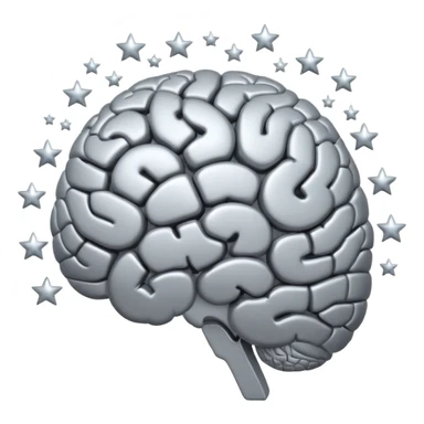 overlapping circles forming a brain with small stars sticker