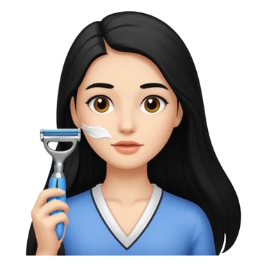 woman black long hair shaving sticker