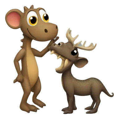 a lizard and a moose hugging eachother  sticker