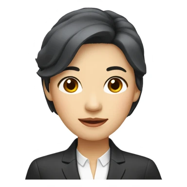 middle aged asian woman wearing suit black hair sticker