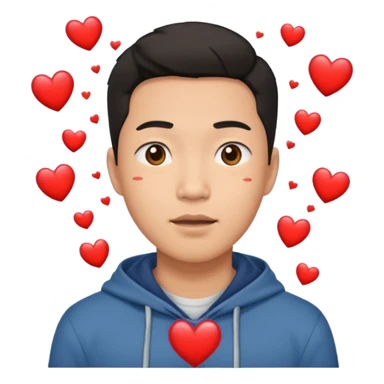 asian man with heart eyes falling down on sidewalk  sticker