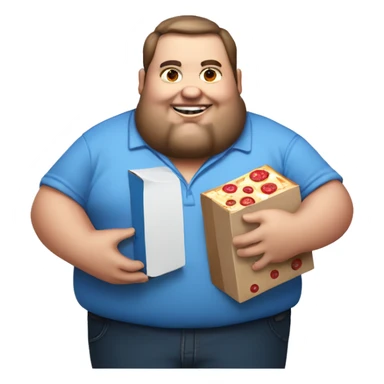 Fat guy holding a dominos box sticker