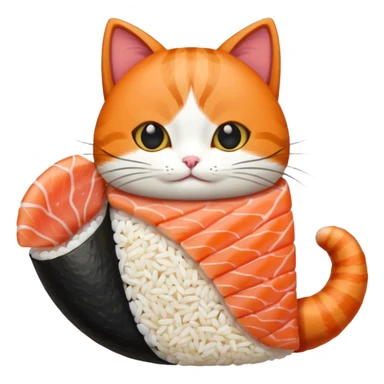 cat wearing a piece of nigiri sushi costume sticker